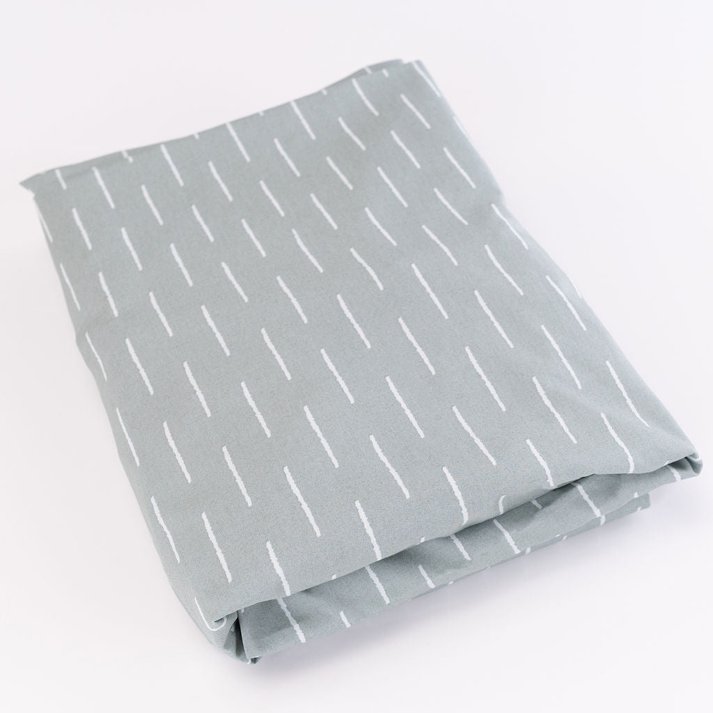 Baby Fingers in Chalk - Fitted Crib Sheet - White Dashes on Slate - Olli+Lime